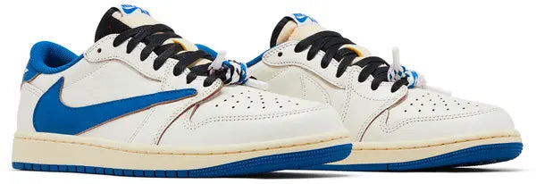 Travis Scott x fragment design x Air Jordan 1 Low OG White Blue
