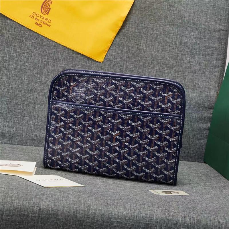 Goyard Men’s Signature Chevron Leather Clutch & Toiletry Pouch