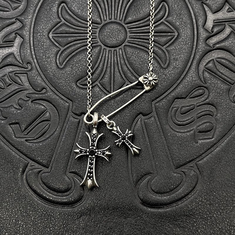 Chrome Hearts Vintage Cross & Anchor Necklace – Sterling Silver Gothic Jewellery