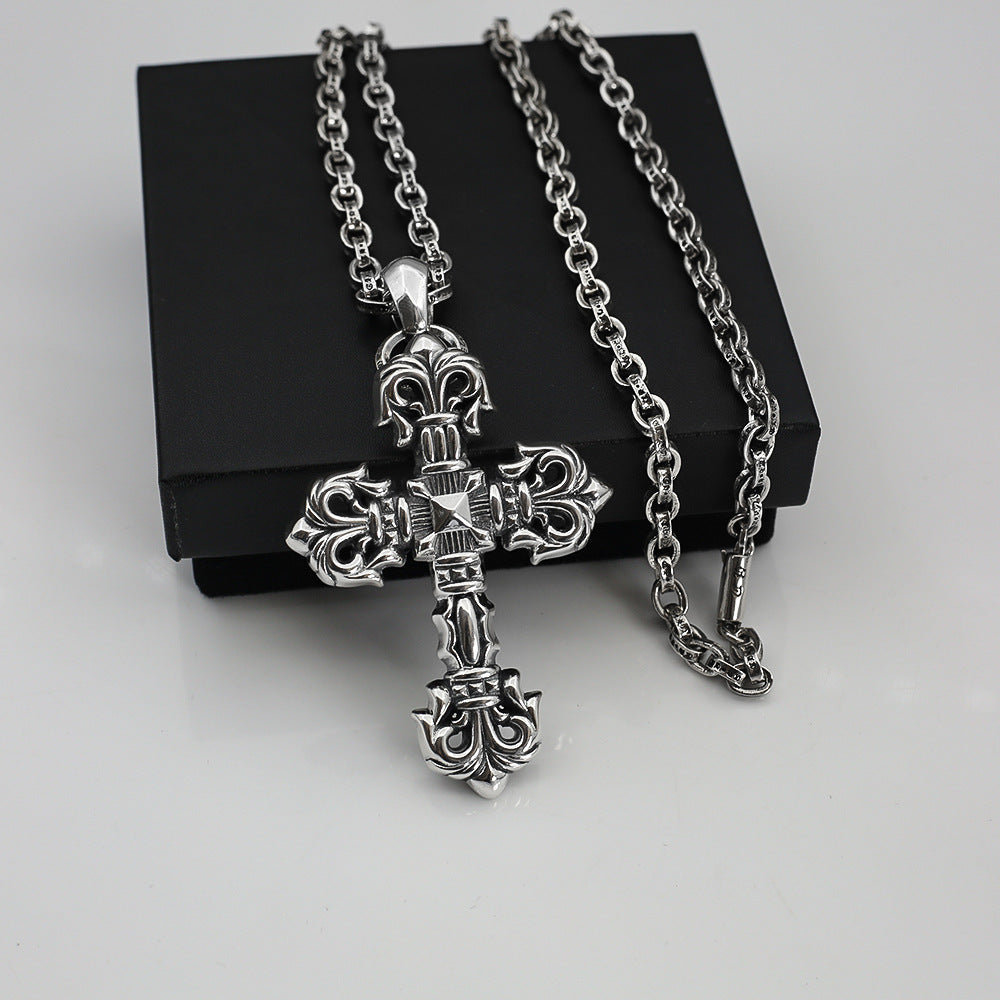 Chrome Hearts Vintage Cross & Anchor Necklace – Sterling Silver Gothic Jewellery