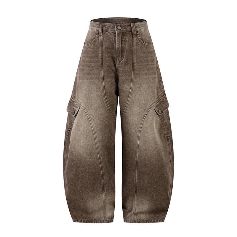 American Brown Baggy street jeans with Vintage effect!