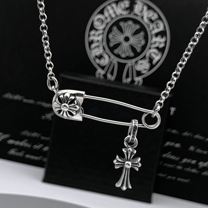 Chrome Hearts Vintage Cross & Anchor Necklace – Sterling Silver Gothic Jewellery