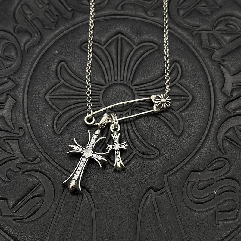 Chrome Hearts Vintage Cross & Anchor Necklace – Sterling Silver Gothic Jewellery
