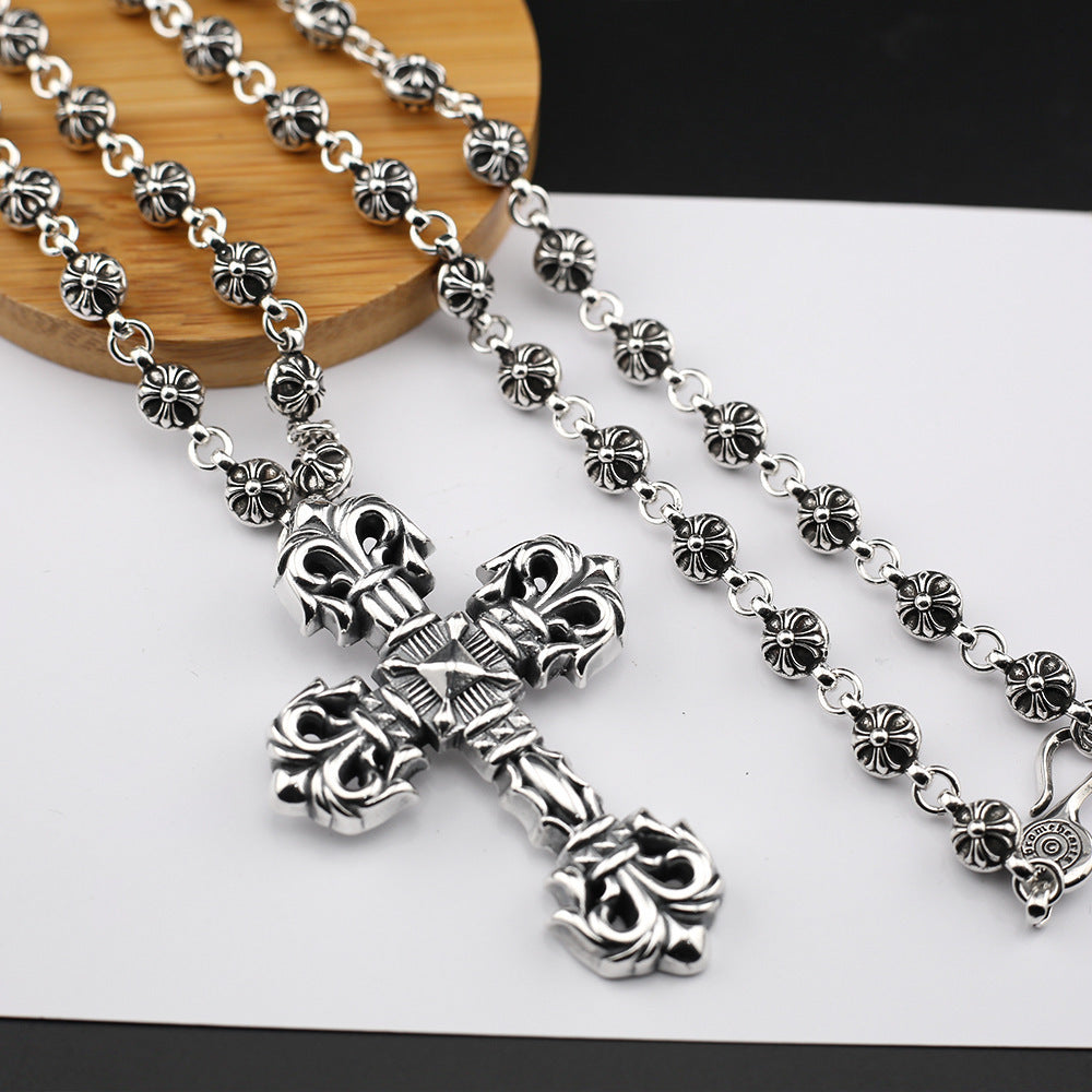 Chrome Hearts Vintage Cross & Anchor Necklace – Sterling Silver Gothic Jewellery