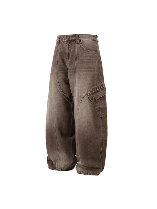 American Brown Baggy street jeans with Vintage effect!