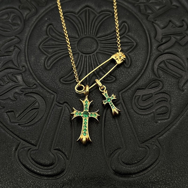 Chrome Hearts Vintage Cross & Anchor Necklace – Sterling Silver Gothic Jewellery