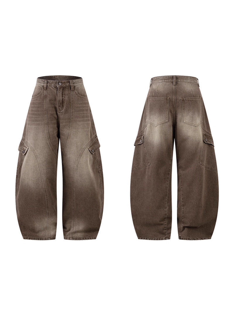 American Brown Baggy street jeans with Vintage effect!