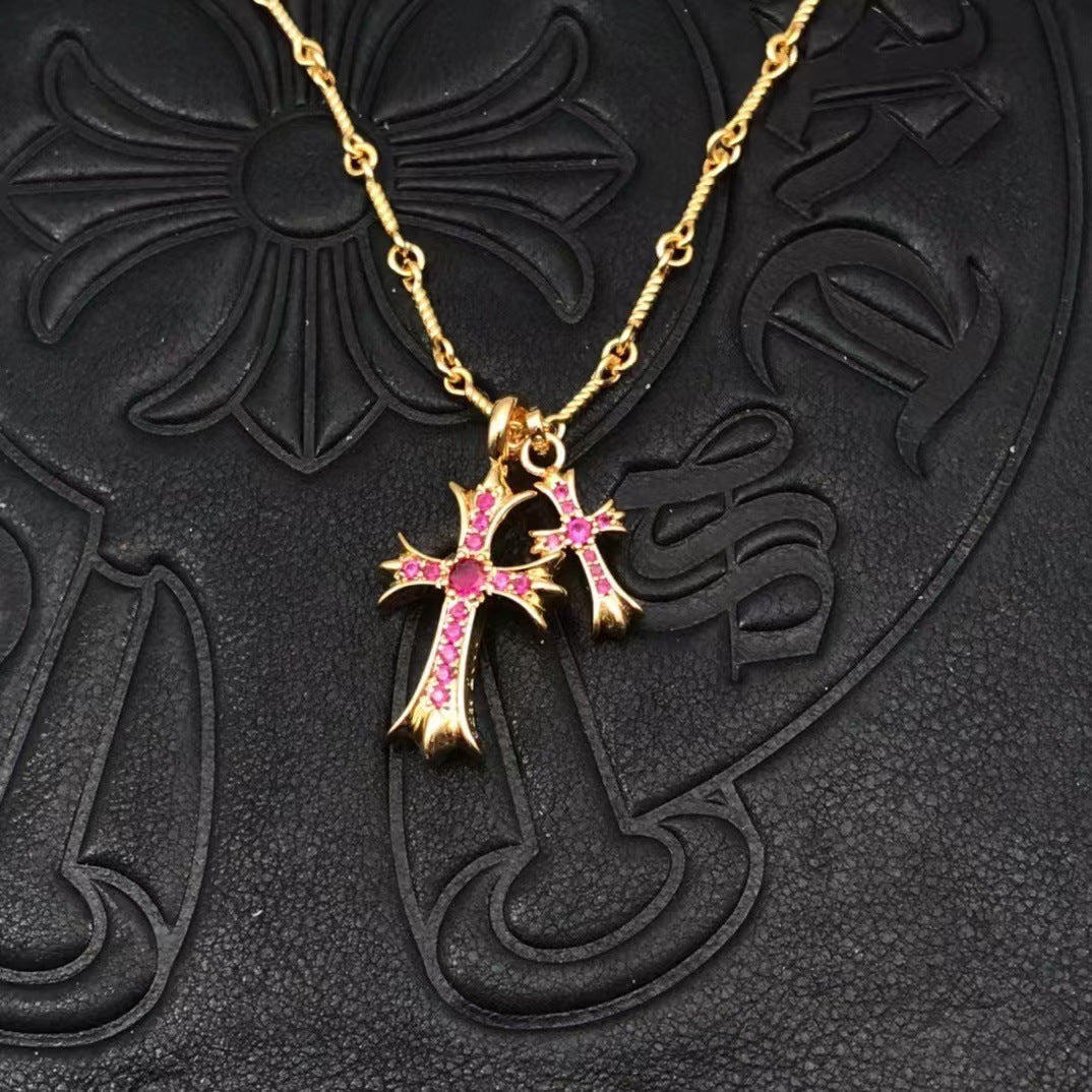 Chrome Hearts Vintage Cross & Anchor Necklace – Sterling Silver Gothic Jewellery
