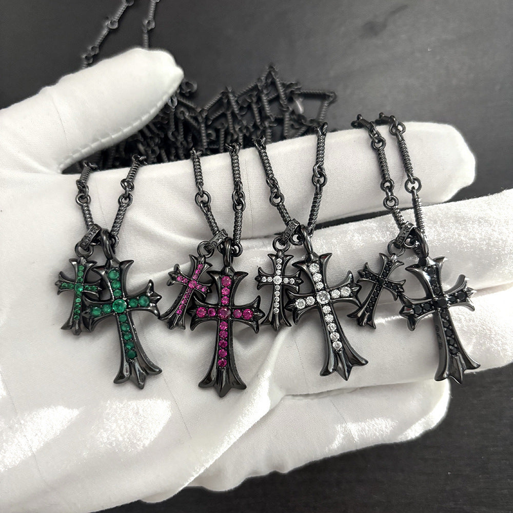 Chrome Hearts Vintage Cross & Anchor Necklace – Sterling Silver Gothic Jewellery
