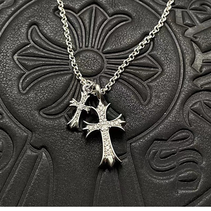 Chrome Hearts Vintage Cross & Anchor Necklace – Sterling Silver Gothic Jewellery