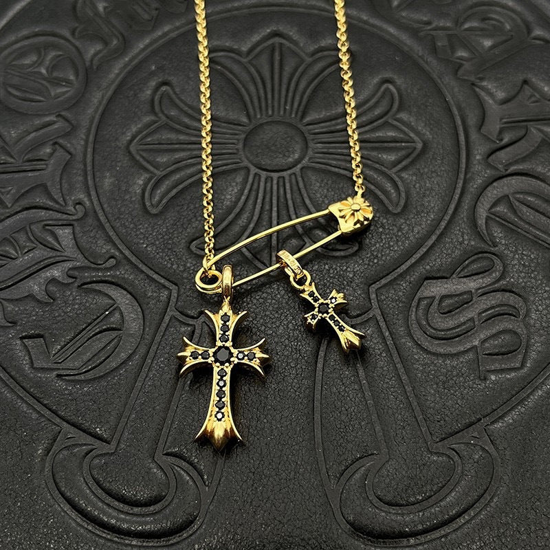 Chrome Hearts Vintage Cross & Anchor Necklace – Sterling Silver Gothic Jewellery