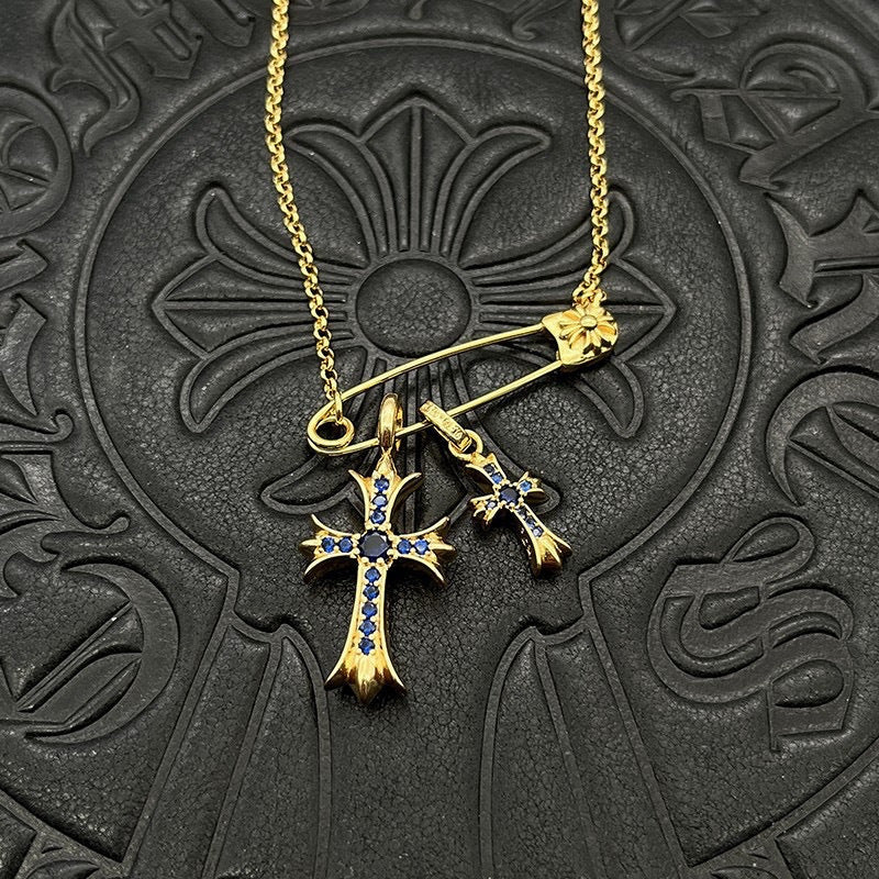Chrome Hearts Vintage Cross & Anchor Necklace – Sterling Silver Gothic Jewellery