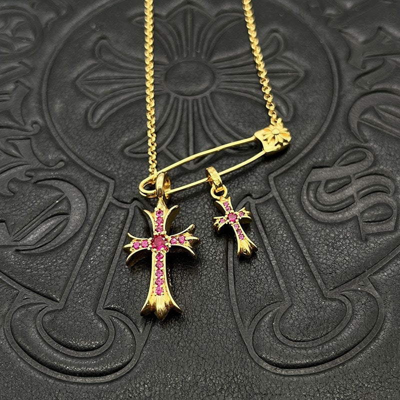 Chrome Hearts Vintage Cross & Anchor Necklace – Sterling Silver Gothic Jewellery