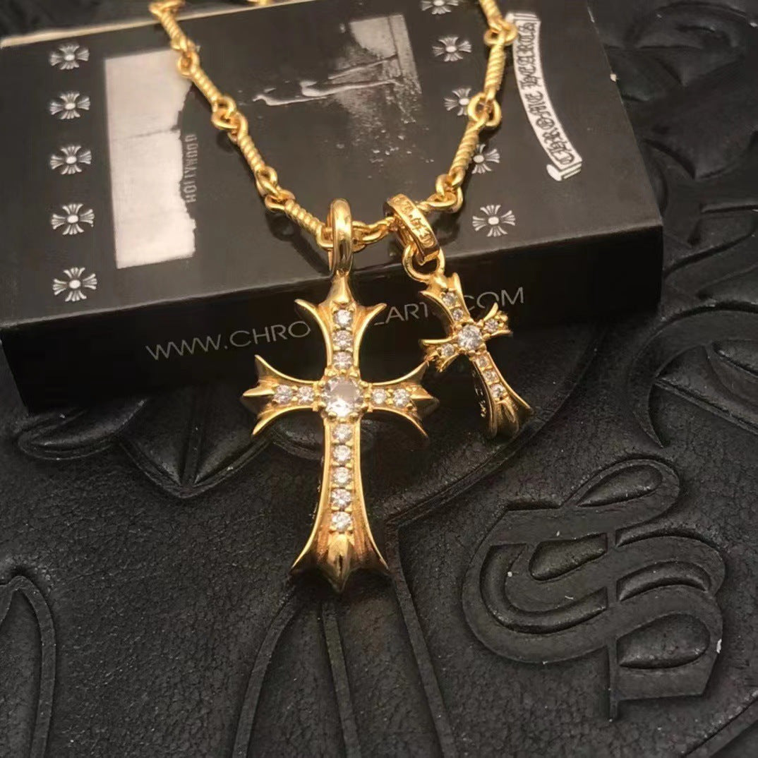 Chrome Hearts Vintage Cross & Anchor Necklace – Sterling Silver Gothic Jewellery