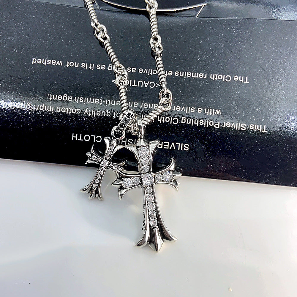 Chrome Hearts Vintage Cross & Anchor Necklace – Sterling Silver Gothic Jewellery