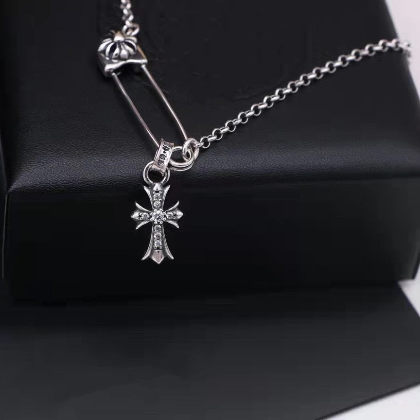 Chrome Hearts Vintage Cross & Anchor Necklace – Sterling Silver Gothic Jewellery