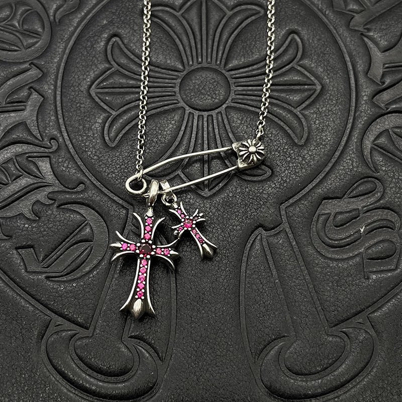 Chrome Hearts Vintage Cross & Anchor Necklace – Sterling Silver Gothic Jewellery