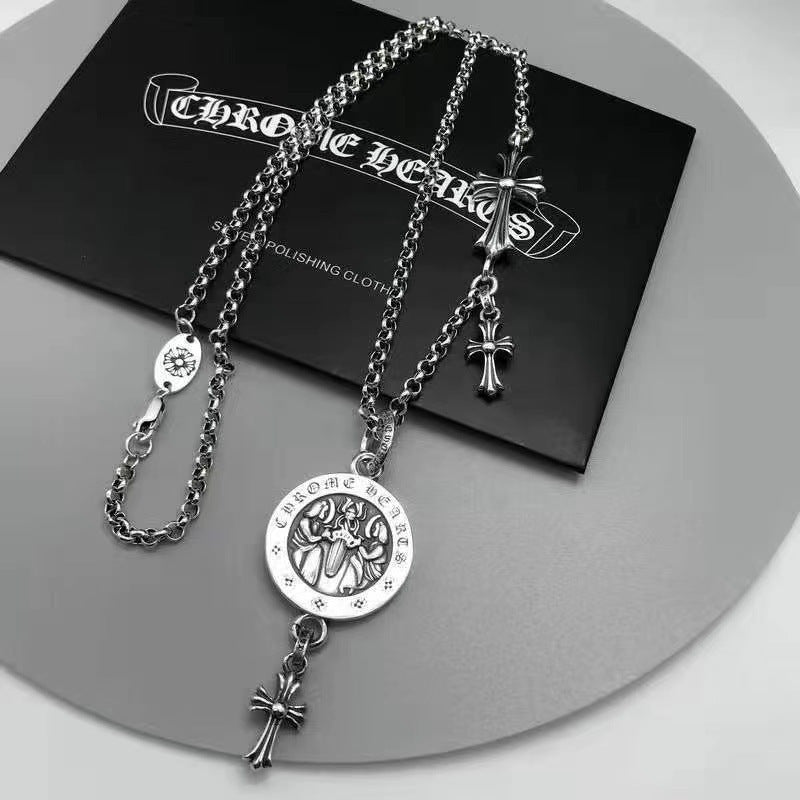 Chrome Hearts Vintage Cross & Anchor Necklace – Sterling Silver Gothic Jewellery