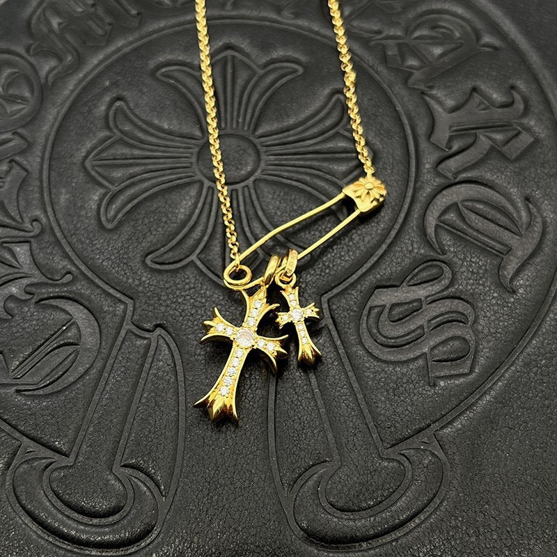 Chrome Hearts Vintage Cross & Anchor Necklace – Sterling Silver Gothic Jewellery