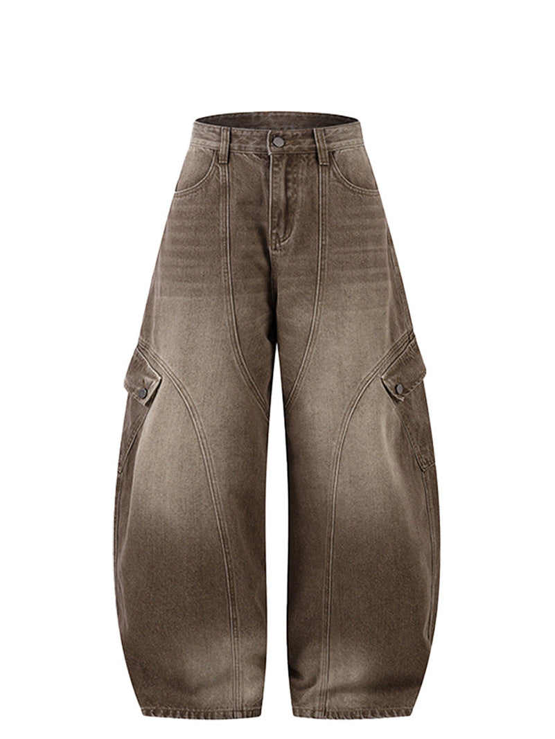 American Brown Baggy street jeans with Vintage effect!