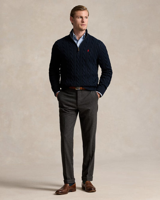 Cable-Knit Cotton Quarter-Zip Jumper Polo Ralph Lauren Hunter Navy colour