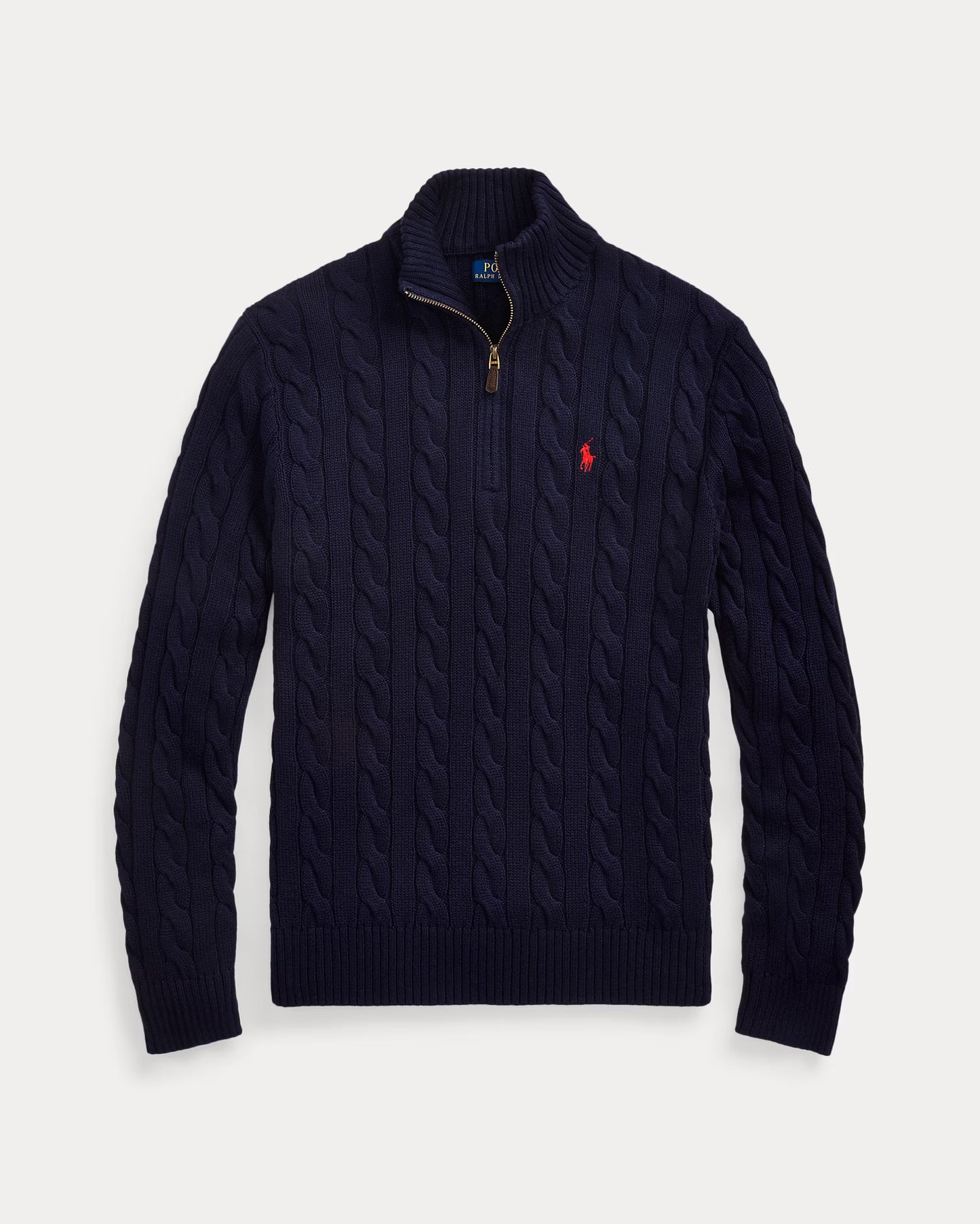 Cable-Knit Cotton Quarter-Zip Jumper Polo Ralph Lauren Hunter Navy colour