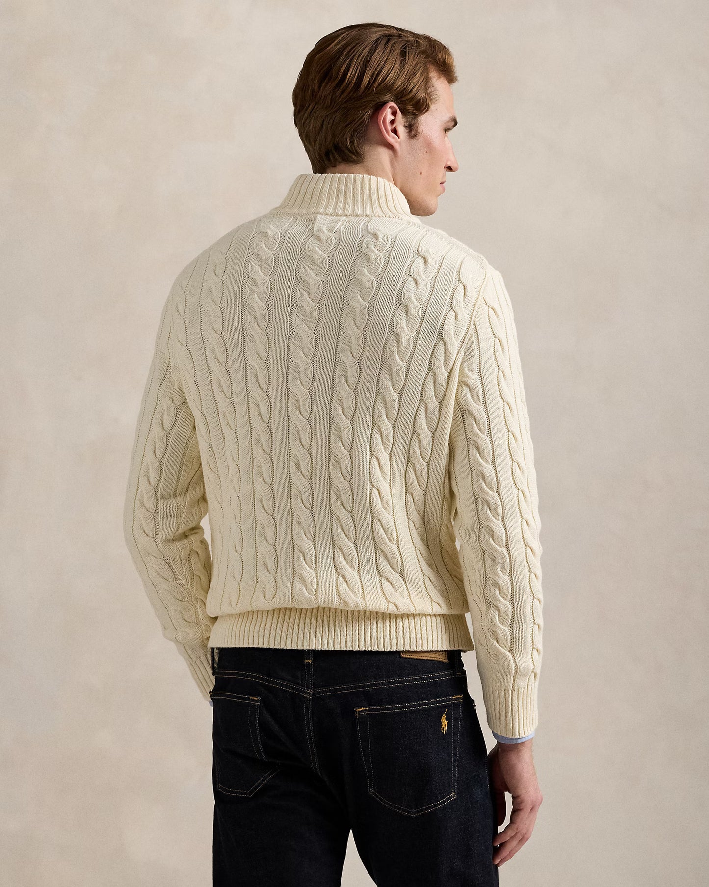 Cable-Knit Cotton Quarter-Zip Jumper Polo Ralph Lauren Andover Cream colour