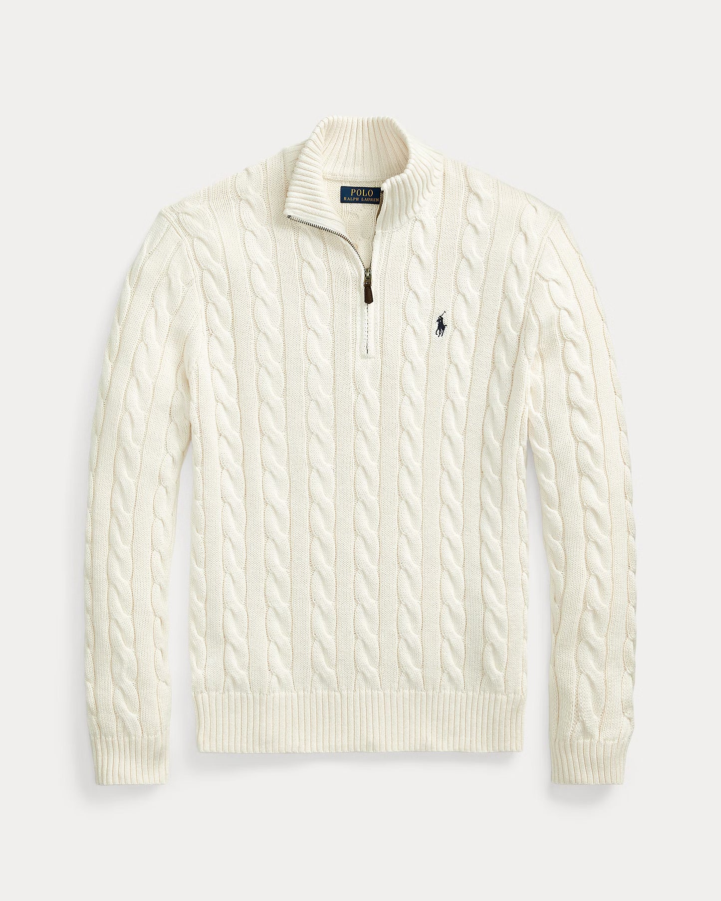 Cable-Knit Cotton Quarter-Zip Jumper Polo Ralph Lauren Andover Cream colour
