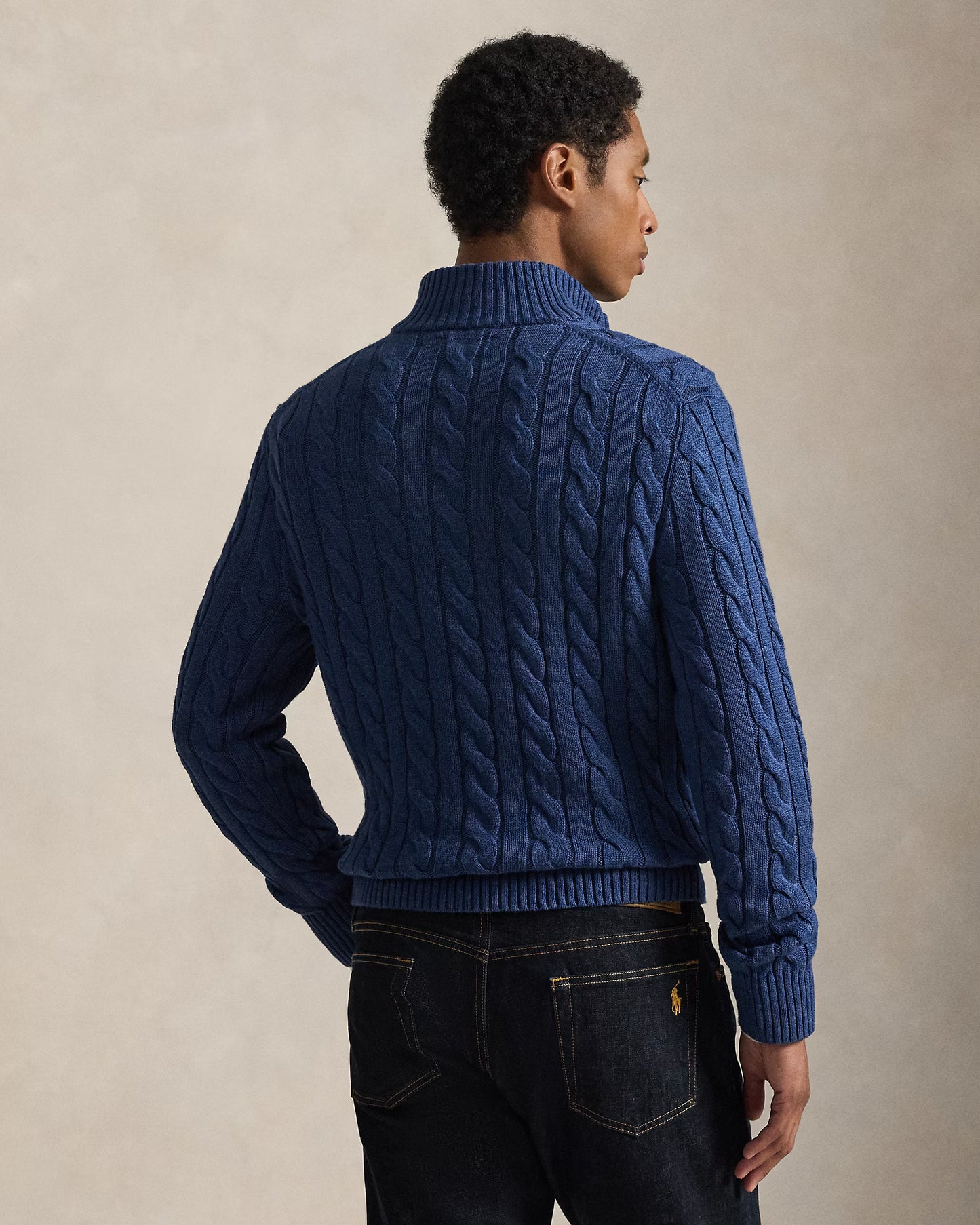 Cable-Knit Cotton Quarter-Zip Jumper Polo Ralph Lauren Rustic Navy Heather colour